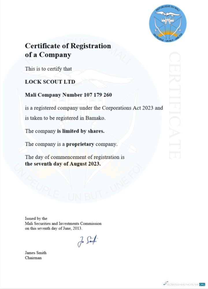 Download Mali business registration certificate Word and PDF template Photoshop template
